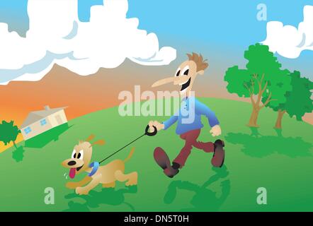 Passeggiate con il cane Illustrazione Vettoriale