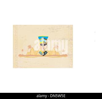 Vecchia carta con regina egiziana Illustrazione Vettoriale