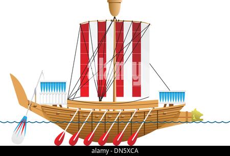 Egiziana antica nave da guerra. Illustrazione Vettoriale