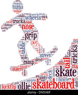 Pittogramma di skateboard tag cloud illustrazione vettoriale Illustrazione Vettoriale