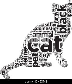 Gatto nero tag cloud illustrazione vettoriale Illustrazione Vettoriale