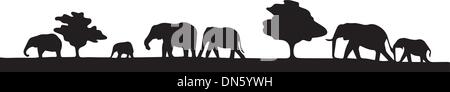 Elephant ascoltato in Silhouette Illustrazione Vettoriale