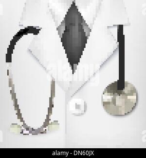 Close up di un laboratorio medico camice bianco e stetoscopio. Mal di vettore Illustrazione Vettoriale