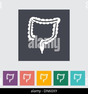 Intestini icona piatta. Illustrazione Vettoriale