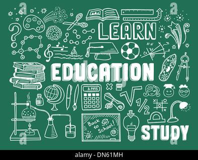 Istruzione doodle elementi Illustrazione Vettoriale