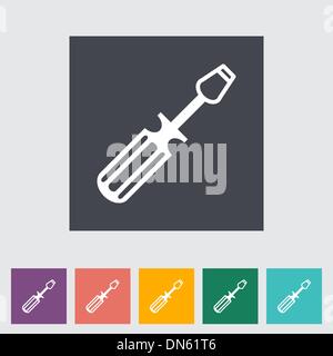 Cacciavite piatto unico icona. Illustrazione Vettoriale