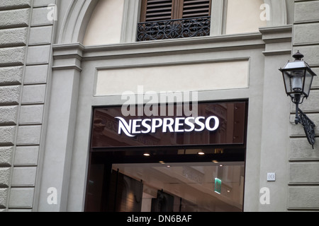 Nespresso segno sulla parete in Roma, Italia Foto Stock