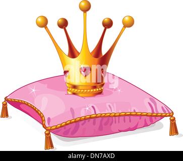 Princess Crown sul cuscino rosa Illustrazione Vettoriale