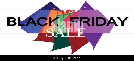 Carta colorata Borse per la spesa per il Venerdì nero promozione Illustrazione Vettoriale