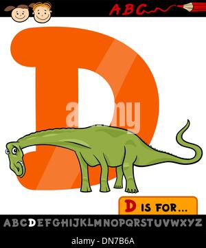 Lettera d con dinosaur cartoon illustrazione Illustrazione Vettoriale