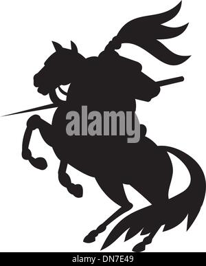 Cavaliere Silhouette di equitazione Illustrazione Vettoriale