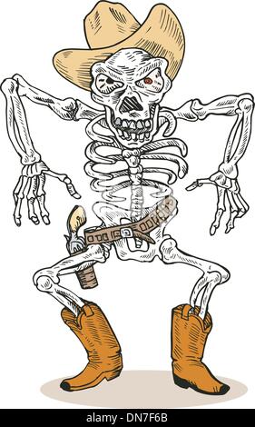 Scheletro Cowboy Illustrazione Vettoriale