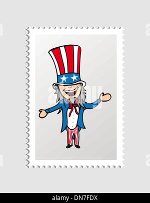 Fumetto americano persona timbro postale Illustrazione Vettoriale