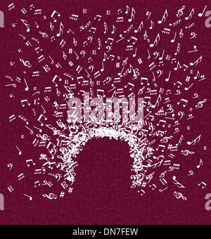 Mano umana smart phone note musicali splash Illustrazione Vettoriale