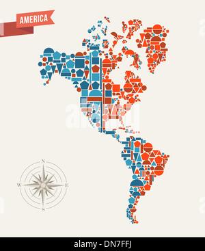 America figure geometriche mappa Illustrazione Vettoriale