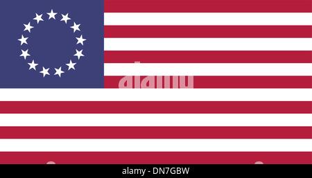 Stati Uniti d'America Betsy Ross bandiera piatta Illustrazione Vettoriale