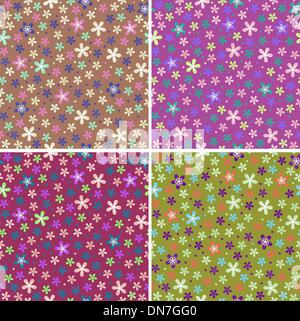 Fiore colore seamless pattern set di vettore Illustrazione Vettoriale