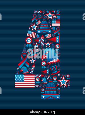 Il 4 luglio il giorno di indipendenza delle icone Illustrazione Vettoriale