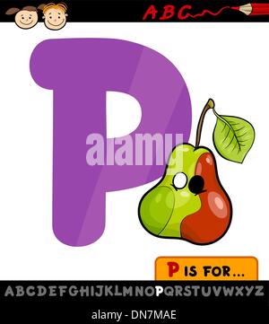 Lettera p con pera cartoon illustrazione Illustrazione Vettoriale