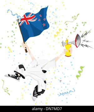 Nuova Zelanda tifoso di calcio con testa a sfera. Illustrazione Vettoriale