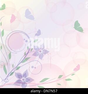 Scheda floreale con farfalle Illustrazione Vettoriale