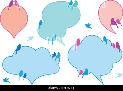 Nuvole con uccelli, set di vettore Illustrazione Vettoriale