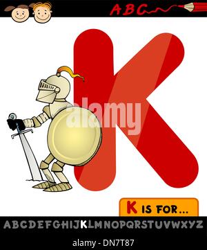 La lettera k per knight cartoon illustrazione Illustrazione Vettoriale