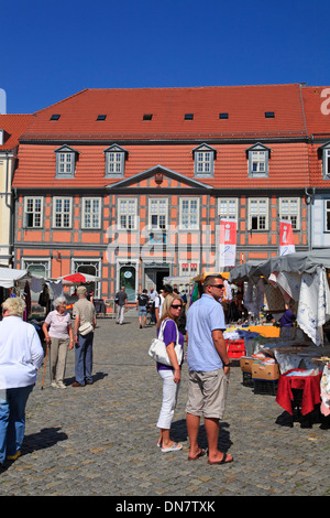 Waren, Lago Mueritz, la piazza del mercato, Meclemburgo-Pomerania, Germania, Europa Foto Stock