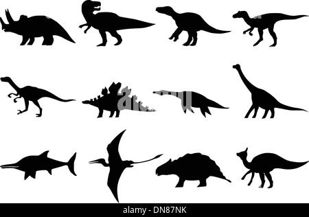 Insieme di diversi dinosauri Illustrazione Vettoriale