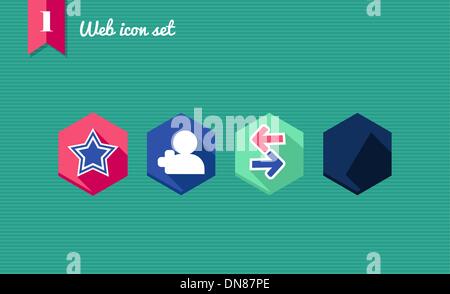 Le web app piano geometrico set di icone. Illustrazione Vettoriale