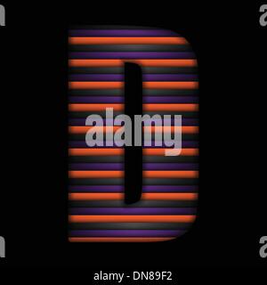 Alfabeto di Halloween lettere nero a strisce Arancioni vettore viola Illustrazione Vettoriale