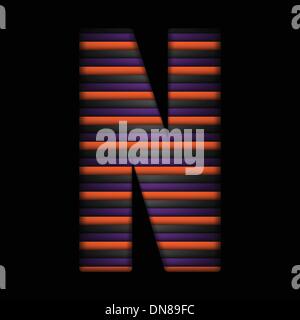 Alfabeto di Halloween lettere nero a strisce Arancioni vettore viola Illustrazione Vettoriale