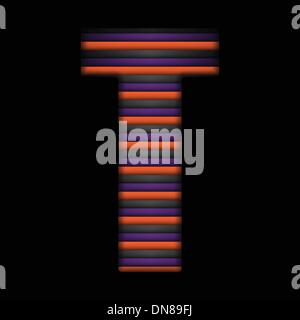 Alfabeto di Halloween lettere nero a strisce Arancioni vettore viola Illustrazione Vettoriale