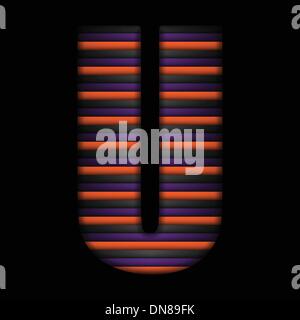 Alfabeto di Halloween lettere nero a strisce Arancioni vettore viola Illustrazione Vettoriale