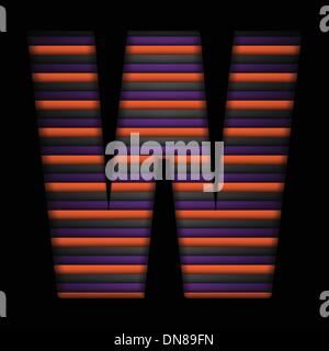 Alfabeto di Halloween lettere nero a strisce Arancioni vettore viola Illustrazione Vettoriale