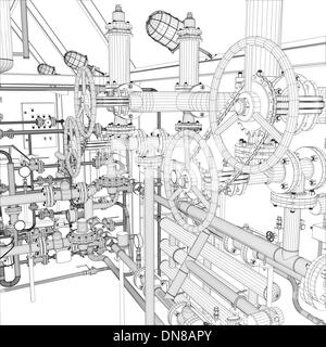 Filo-frame di apparecchiature industriali Illustrazione Vettoriale