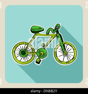 Disegnata a mano verde bici. Illustrazione Vettoriale