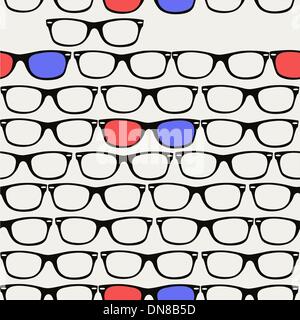 Hipsters retrò occhiali 3D seamless pattern. Illustrazione Vettoriale