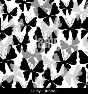 Modello bianco con le farfalle (seamless) Illustrazione Vettoriale