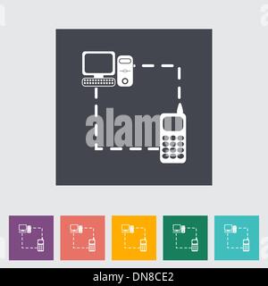 La sincronizzazione del telefono unico piatto a icona. Illustrazione Vettoriale