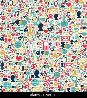 Smartphone tramite social media sfondo icona Illustrazione Vettoriale