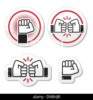 Pugno, fist bump vettore set di icone Illustrazione Vettoriale