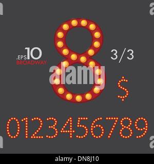3-3 Set di vettore di Broadway numeri 0-9 modificabile Illustrazione Vettoriale