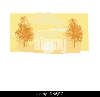 Attraversa su una collina al tramonto del vettore il concetto di sfondo il paesaggio Illustrazione Vettoriale