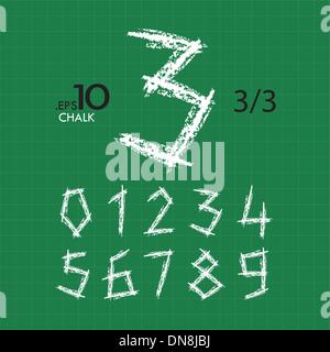 3-3 Set di vettore di gesso i numeri da 0 a 9 di tipo modificabile 2 Illustrazione Vettoriale