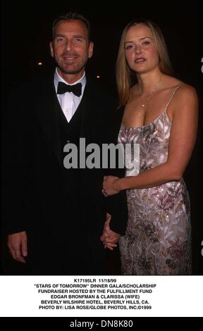 Nov. 18, 1999 - K17195LR 11/18/99.''Stelle di domani'' CENA DI GALA/borsa di studio.FUNDRAISER ospitato dal fondo di fulfillment.EDGAR BRONFMAN & CLARISSA (moglie).Beverly Wilshire Hotel di Beverly Hills, CA.. LISA ROSE/ 1999(Credit Immagine: © Globo foto/ZUMAPRESS.com) Foto Stock