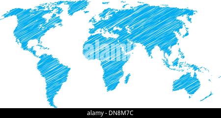 Mappa mondo schizzo Illustrazione Vettoriale