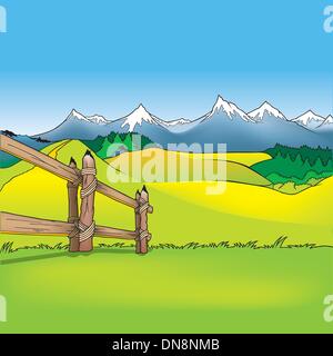 Prati e montagne Illustrazione Vettoriale