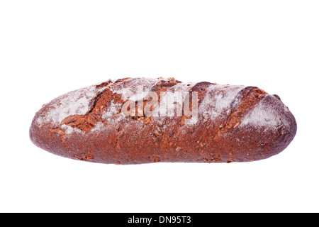 Fresh grano intero pane tagliato a metà isolato su sfondo bianco Foto Stock