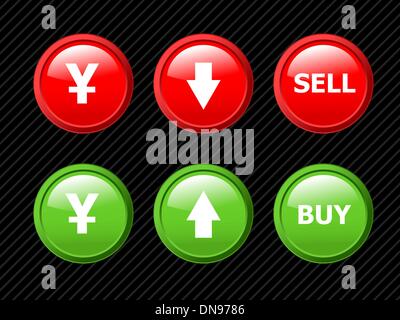 Set di icone vettoriali per yen cambio valuta il tema. Facile da edi Illustrazione Vettoriale